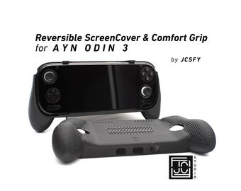 Grip for AYN Odin 3 Grip 2-in-1 Reversible Screen Cover & Thick Comfort Grip Case with Felt Wrap Ergonomic AYN Handheld 2n1 by JCSFY