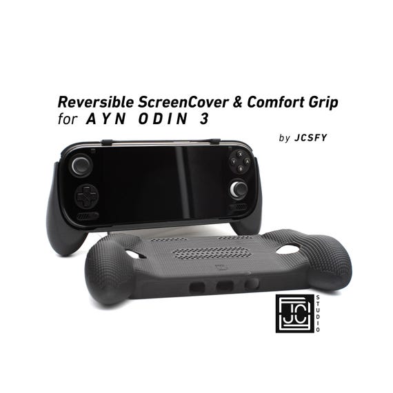 Grip for AYN Odin 3 Grip 2-in-1 Reversible Screen Cover & Thick Comfort Grip Case with Felt Wrap Ergonomic AYN Handheld 2n1 by JCSFY