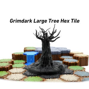 Grand arbre Grimdark, obstacle hexagonal Scape Hero | Pièce de structure de terrain de table | Jeu de société miniature | Tuile d'amélioration de jeu de rôle MdD