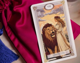 Tarot Gates 78 Kartendeck mit Fuchsia Satin Beutel, RWS inspiriert, hergestellt in der Ukraine
