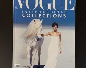 Vintage Vogue UK March 1990: supermodels, Helena Christensen, Peter Lindbergh