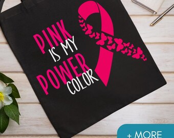 Support Survivor Canvas Bag, Motivational Warrior Tote, Reusable Grocery Bag, Pink Ribbon Tote Bag, Breast Cancer Awareness Gift