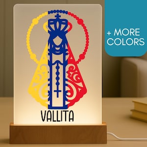 Virgin Of The Valley Night Light, Virgen Del Valle Gift, Personalized Vallita Lamp, Virgen Del Valle Acrylic Lamp, Tricolor Virgin Mary