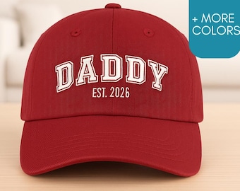 New Dad Announcement, Custom Embroidered Daddy Hat, Personalized Dad Gift, Pregnancy Surprise Dad, Custom Dad Est Hat, Baby Reveal Gift
