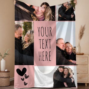 Personalized Photo Blanket Collage, Custom Picture Blanket With Text, Memorial Blanket Gift For Anniversary, Couples Gift Idea,Couples Gifts
