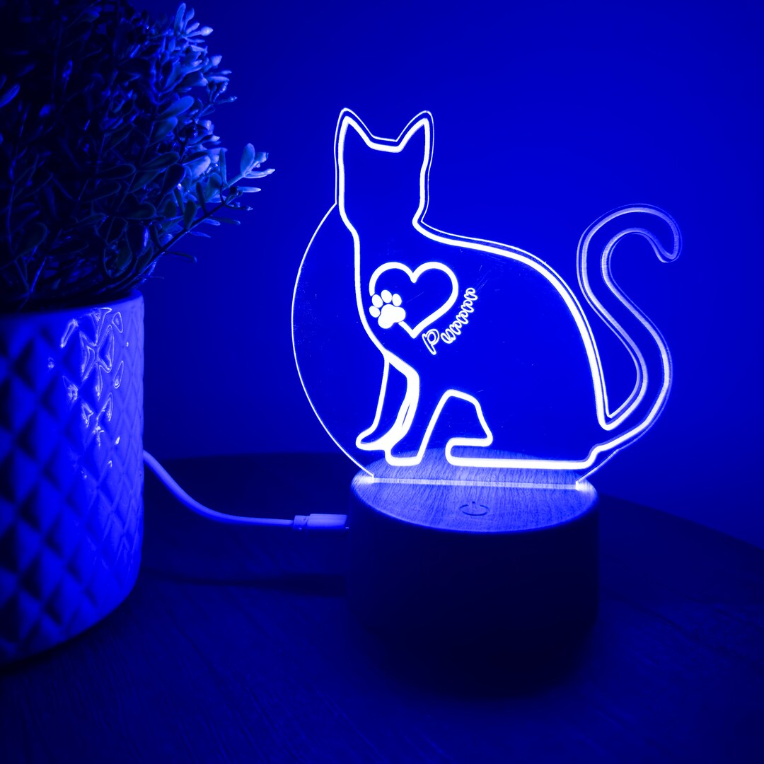Cat LED Lamp Cat Led Light Custom Pet Name Light Personalized Bedroom Cat LED Lamp Cat Led Light Custom Pet Name Light Personalized Bedroom