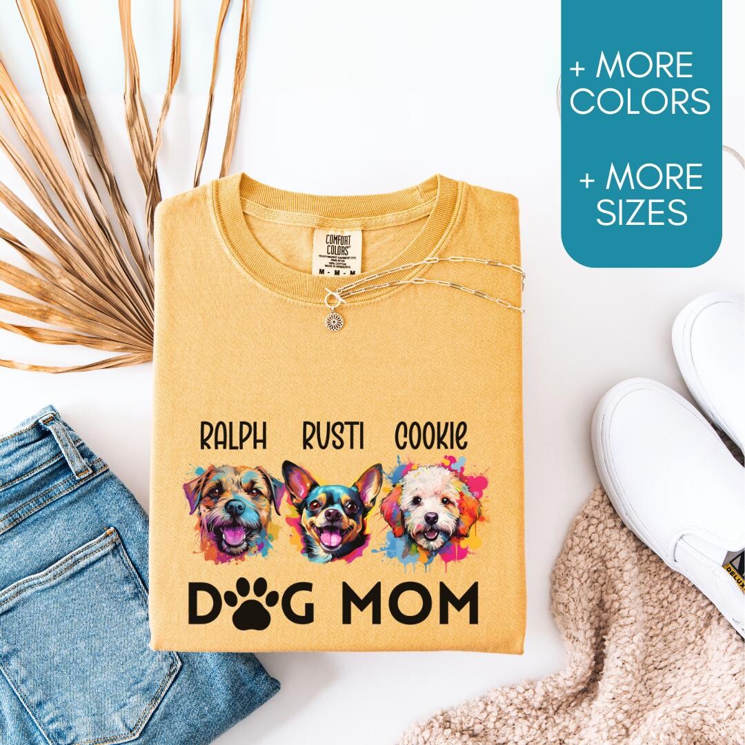 Dog Lover Christmas Gift, Personalized Dog Names Tee, Watercolor Dog ...