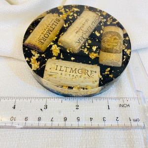 Handmade Wine Cork Resin Coaster with Gold Leaf, Eco Friendly Bar Decor, Wine Lover Gift, Rustic Luxe Home Accent image 11