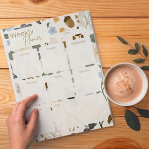 Whimsical Woodland Weekly Planner Nature Stationery Writing Pad 8.5"x11" 52 Sheets