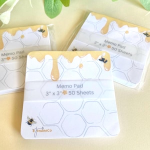 Honey Bee Memo Pad, To Do List Writing Notepad (3x3, 50 Sheets)