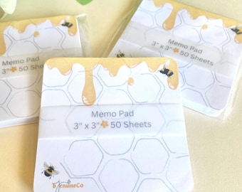 Honey Bee Memo Pad, To Do List Writing Notepad (3x3, 50 Sheets)