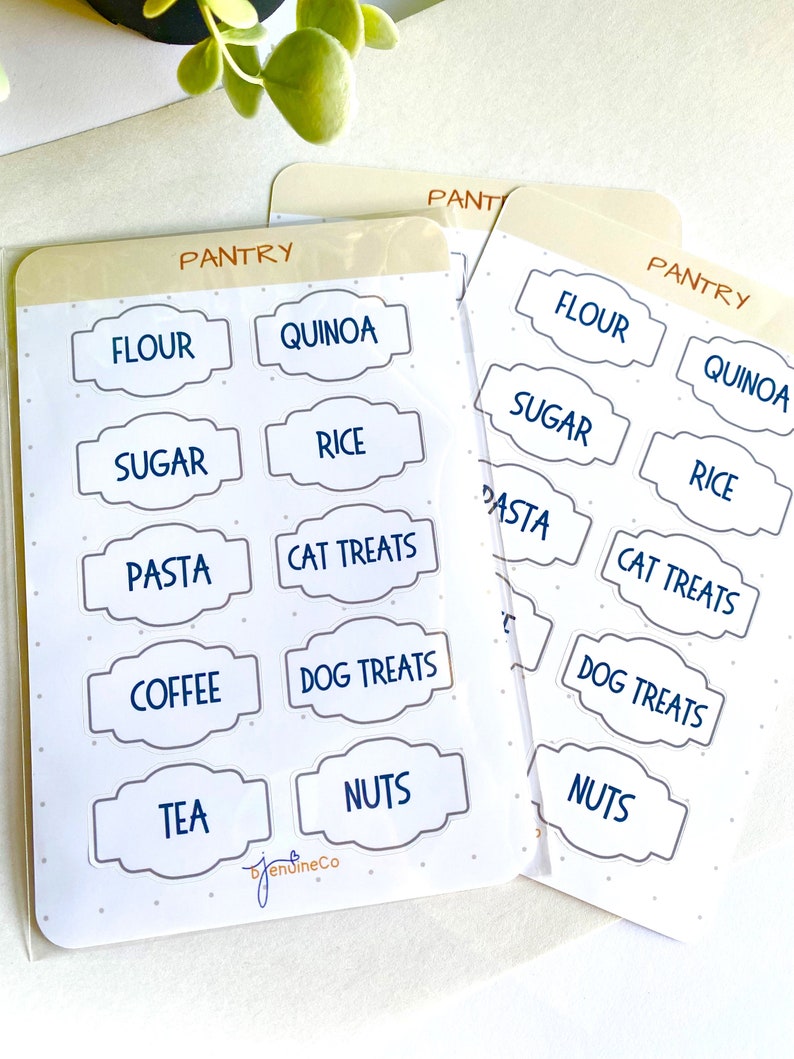 Bundle of 3 Pantry Label Sticker Sheets for Container Jar Kitchen ... - Custom Labels For Kitchen Cabinets