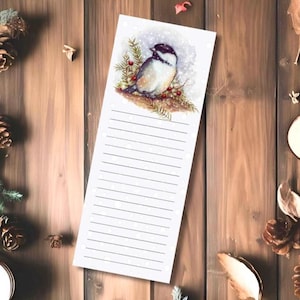Chickadee Winter Memo Pad Elenco delle cose da fare Blocco note Blocco per scrivere Carino Cancelleria Forniture per ufficio Lista della spesa Blocco note Decorazione Accent Idea regalo