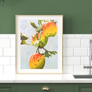 STAMPA ARTISTICA di Apple Stampa artistica botanica da parete Foyer Ingresso Sala Stampa artistica originale di frutta per la decorazione della parete della cucina Decorazione della casa Stampa artistica della natura di Apple Painting