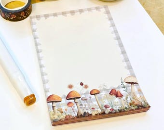 Mushroom Memo Pad: Cozy Cottage Core Botanical Notepad (4x8", 50 Sheets)