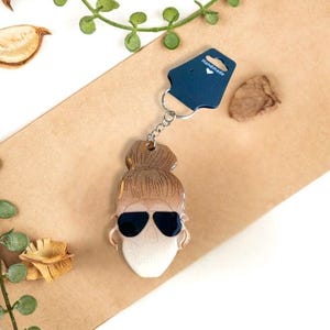 Handcrafted Resin Girl Skull Keychain for Tumbler, Tote Bag, Purse Charm, Small Gift Idea, Phone Case Gift, Accessory Resin Art