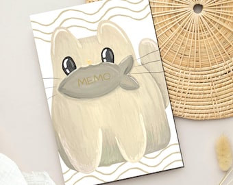 Painted Cat Memo Pad: Magnetic, Cozy Cute Stationery, Cat Animal Lover Gift