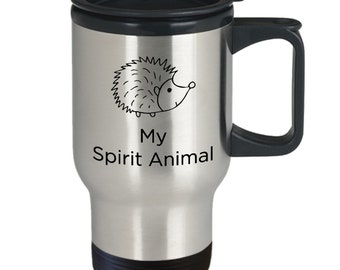 Hedgehog Travel Mug Gift for Men Women Spirit Animal