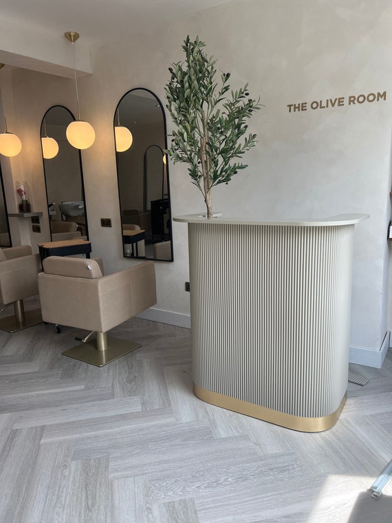 Modern Reception Desk With Counter - Small Front Desk For Salon, Office & Retail Spaces