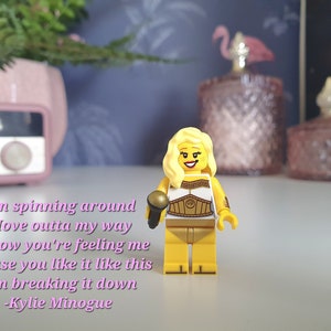 Kylie Minogue LEGO® Minifigure Keychain: 1980s Pop Music Gift