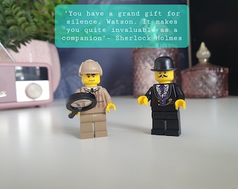 Sherlock Holmes Watson Minifigure Set: Book Lover Gift