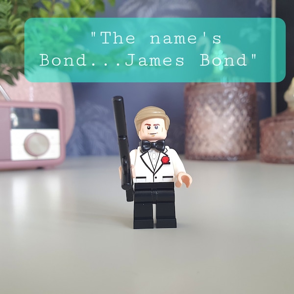 Bond...James Bond® custom minifigure. Daniel Craig fans Cult film. Gifts for him gifts for film lovers keychain/keyring Unique Gifts