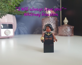 Whitney Houston® minifigure Whitney Houston® keychain/keyring Music lover gift Mowtown Gifts for geeks Pop music gift