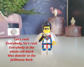 Elvis Presley Lego Minifigure Keychain, Rock 'n' Roll Gift