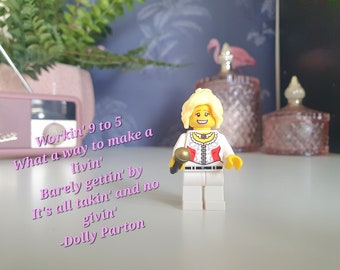 Dolly Parton® country music custom minifigure. Keychain/keyring/Giftbox option. Gifts for music lovers. Gifts for her. Unique gifts