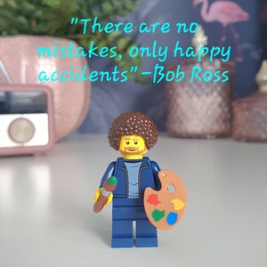 Bob Ross® custom minifigure. Keychain/keyring/Giftbox option. Gifts for art lovers. Gifts for teachers&lecturers. American artist