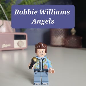 Minifigure personalizzata di Robbie Williams® pop music Portachiavi/portachiavi Robbie Williams® Regali per gli amanti della musica Regalo di musica pop per gli amanti della musica degli anni '90