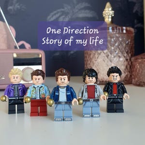 One Direction® Custom made minifigure set. Harry Styles, Liam Payne, Louis Tomlinson, Niall Horan, Zayn Malik. X Factor pop music