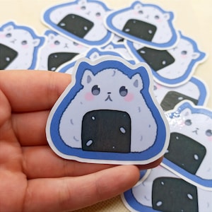 Onigiri cat sticker / Cat sticker / Vinyl sticker / Journaling / Scrapbooking / Cat