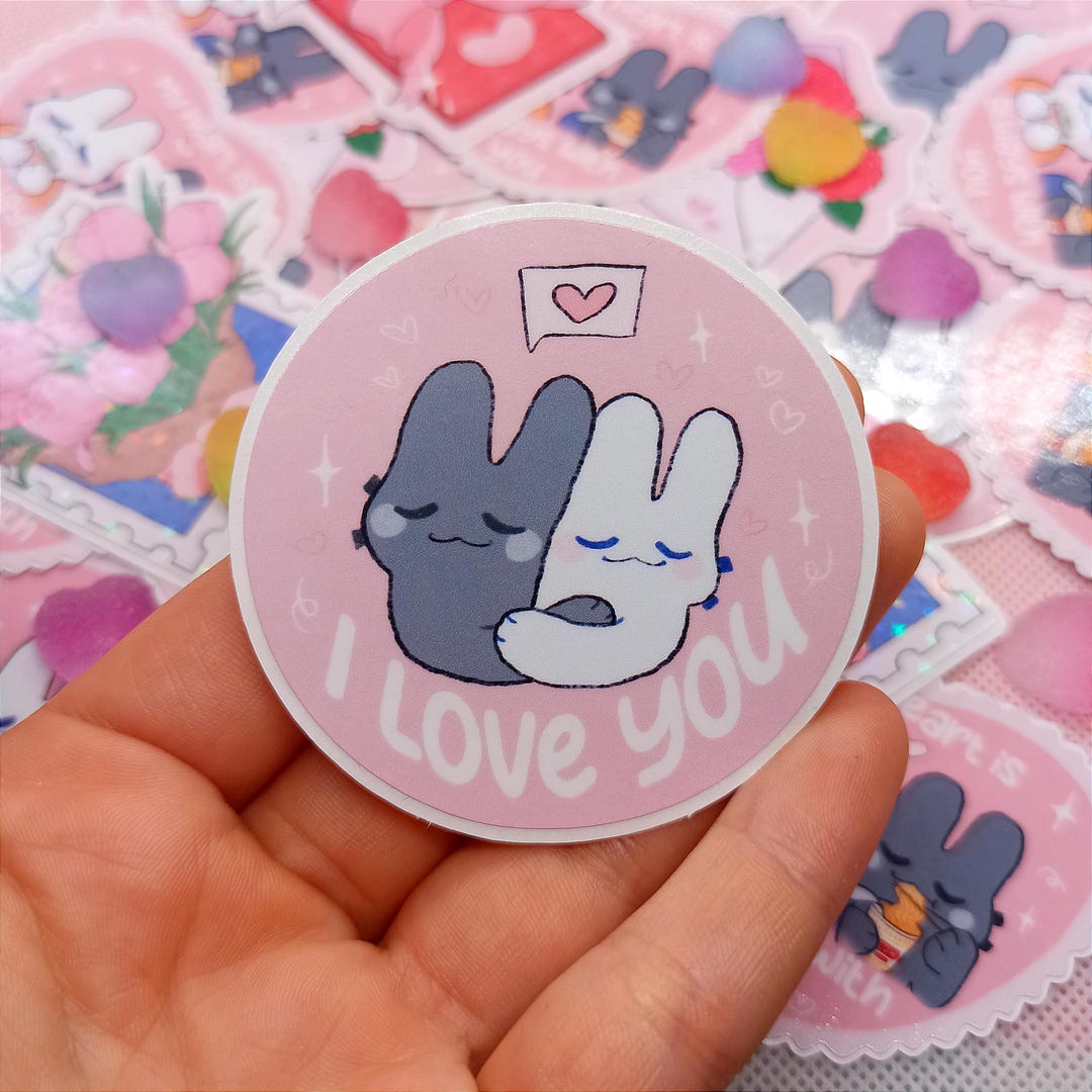 Couple's Bunny Sticker / Valentine's Sticker / Cute / Pink / Gift Idea ...