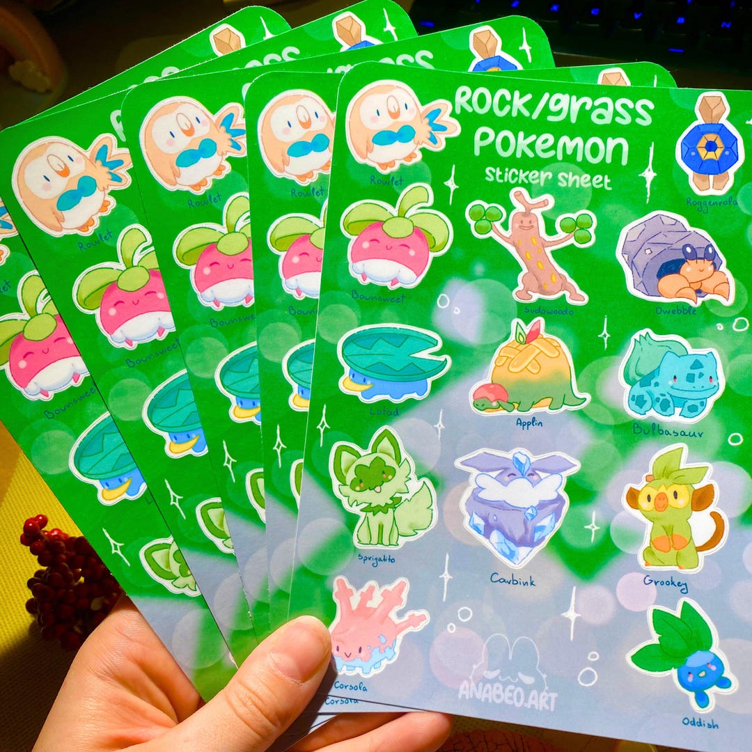 Rock & Grass Pokemon Sticker Sheet / Cute / Nature - Etsy