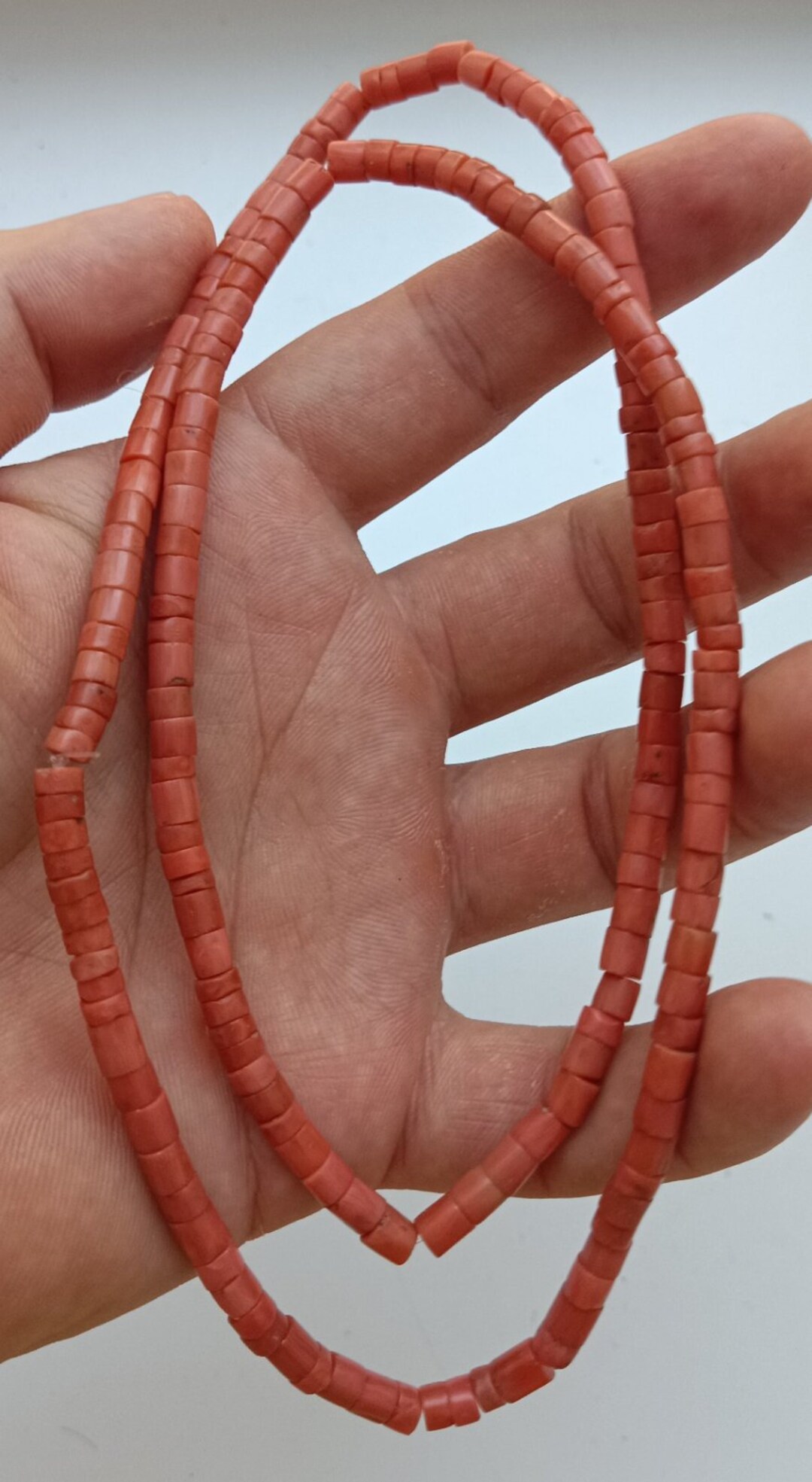 Collier Vintage Années 60-70 En Corail Rouge Véritable - Tressé, Longueur 50cm