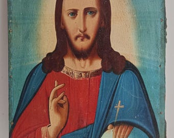 神の母アンティークロシア正教会手描きイコン、19 世紀。真鍮のオー