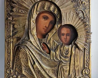 1900年頃のロシアのイコン、聖母子像 - Etsy 日本
