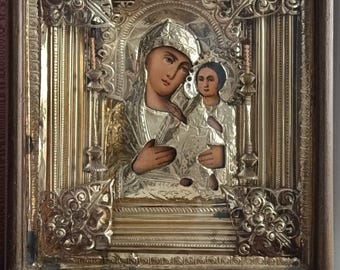 マンディライオン アンティーク ロシア 金属製 正教会 イコン 19 世紀