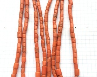 Collier Vintage En Corail Rouge Véritable - Années 60-70 - Longueur 50 Cm, Perles Tressées