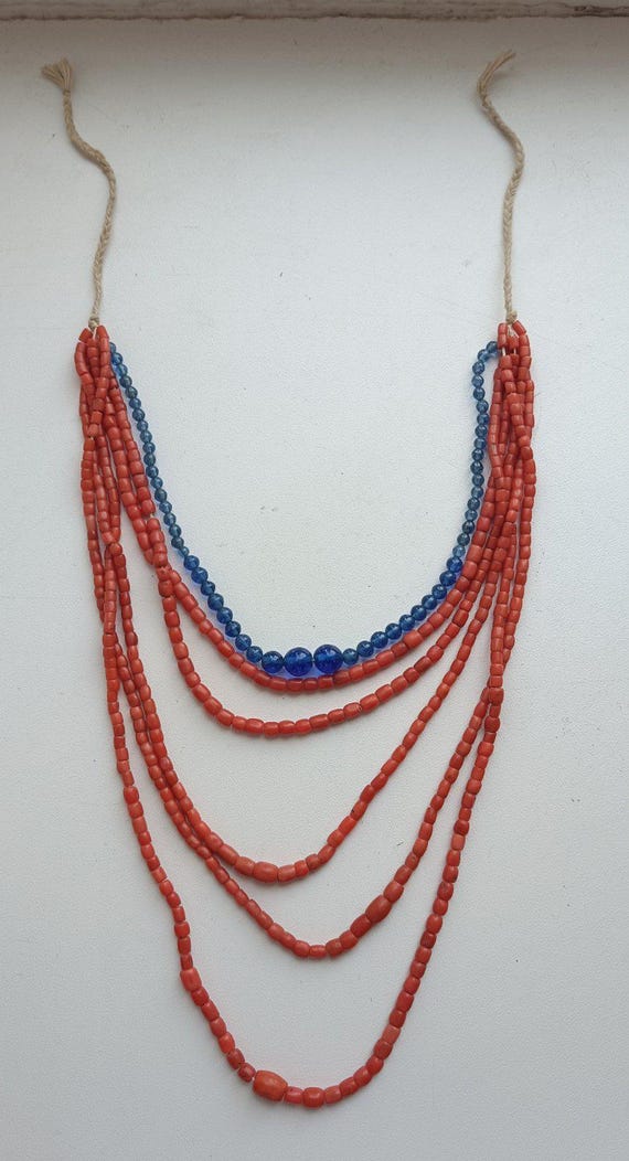 Vintage Coral Necklace of Genuine Mediterranean Red Coral W 61