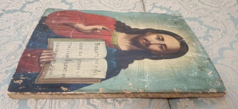 Jesus Christ Antique Russian Orthodox Hand Painted Icon 19c. - Etsy