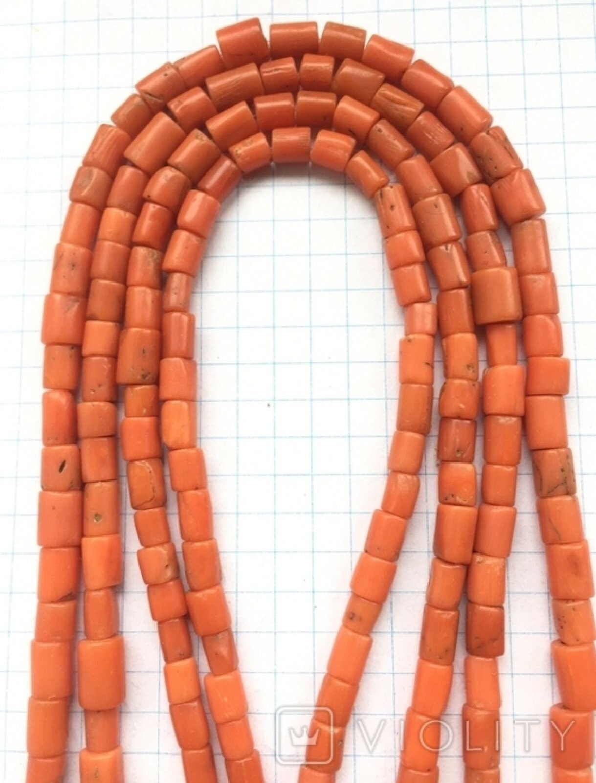 Collier Vintage En Corail Rouge Véritable - Années 60-70 - Longueur 50 Cm, Perles Tressées