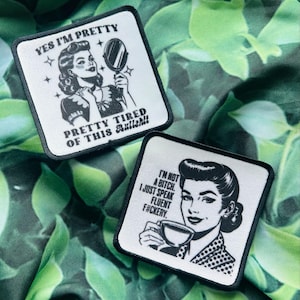 Patchs rétro impertinents pour femmes : appliqués thermocollants humoristiques