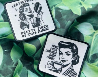 Sassy Retro Women Patches: Humorous Iron-On Applique