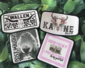 Country Singer Iron-On Patches: Wallen, Kane Brown, Post Malone, Shaboozey