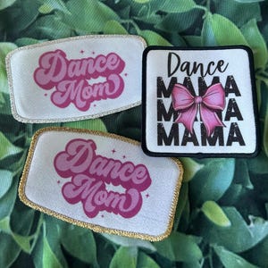Glitter Dance Mom/Mama Iron-On Patch: Silver/Gold Bling