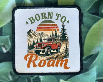 Parche para amantes de los Jeep: parche termoadhesivo de sublimación Born To Roam
