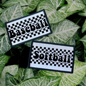 Baseball Mom- Baseball- Softball- Checkered- Softball Patches- Baseball Patches- Trucker Hats- Baseball Hats- Hats- Custom Patches- Iron On