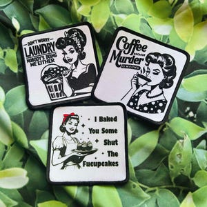 Sassy Retro Woman Patch – Funny Coffee, Murder, Laundry Iron-On